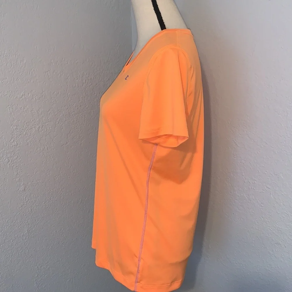 Champion Performance Orange V-Neck Short Sleeve Workout Shirt Size Large